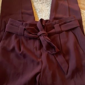 Express burgundy tie waist slacks